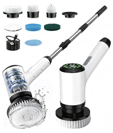 Electric Spin Scrubber with 7 Brush Heads, White-o2