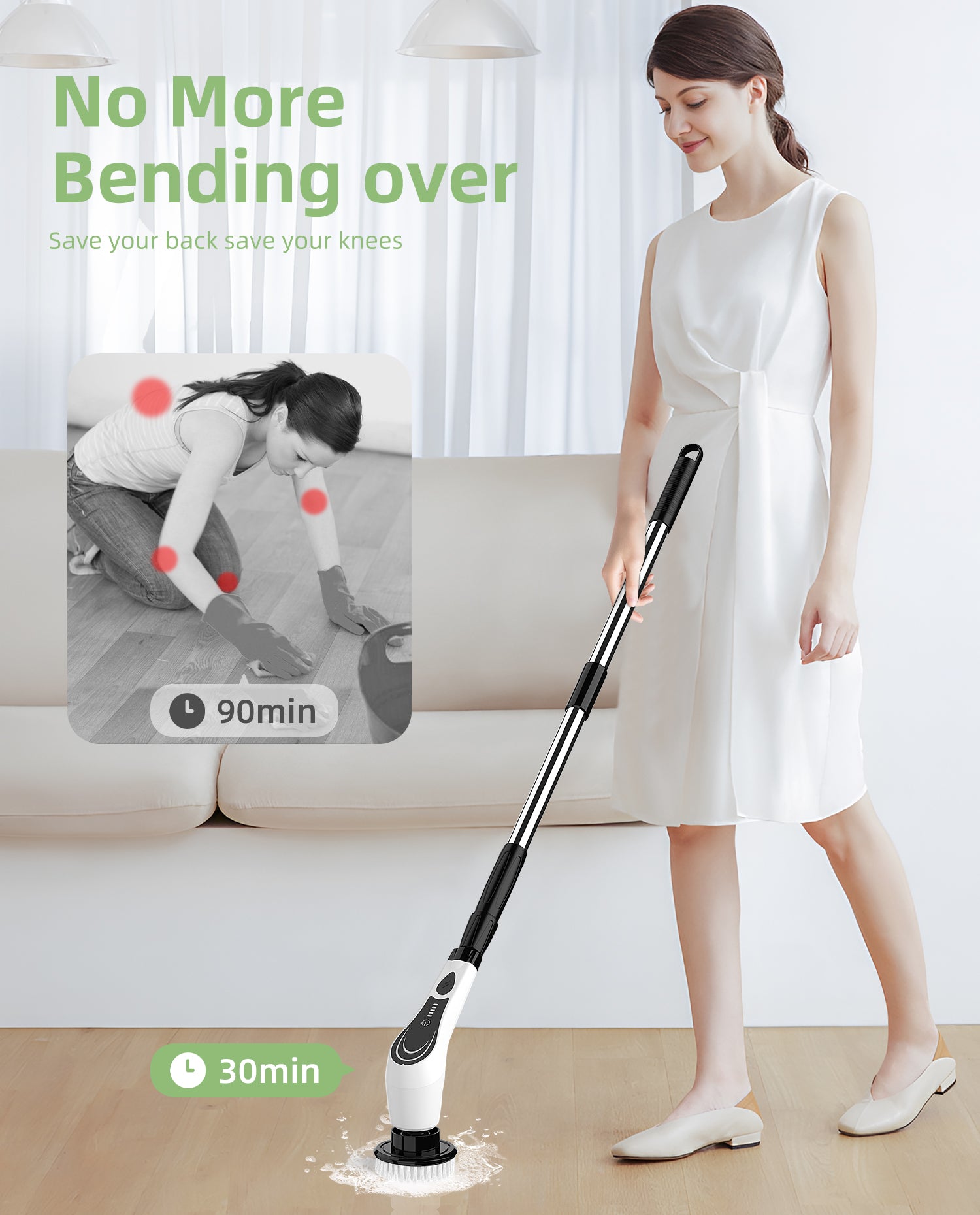 Electric Spin Scrubber with 8 Brush Heads, White-rx1