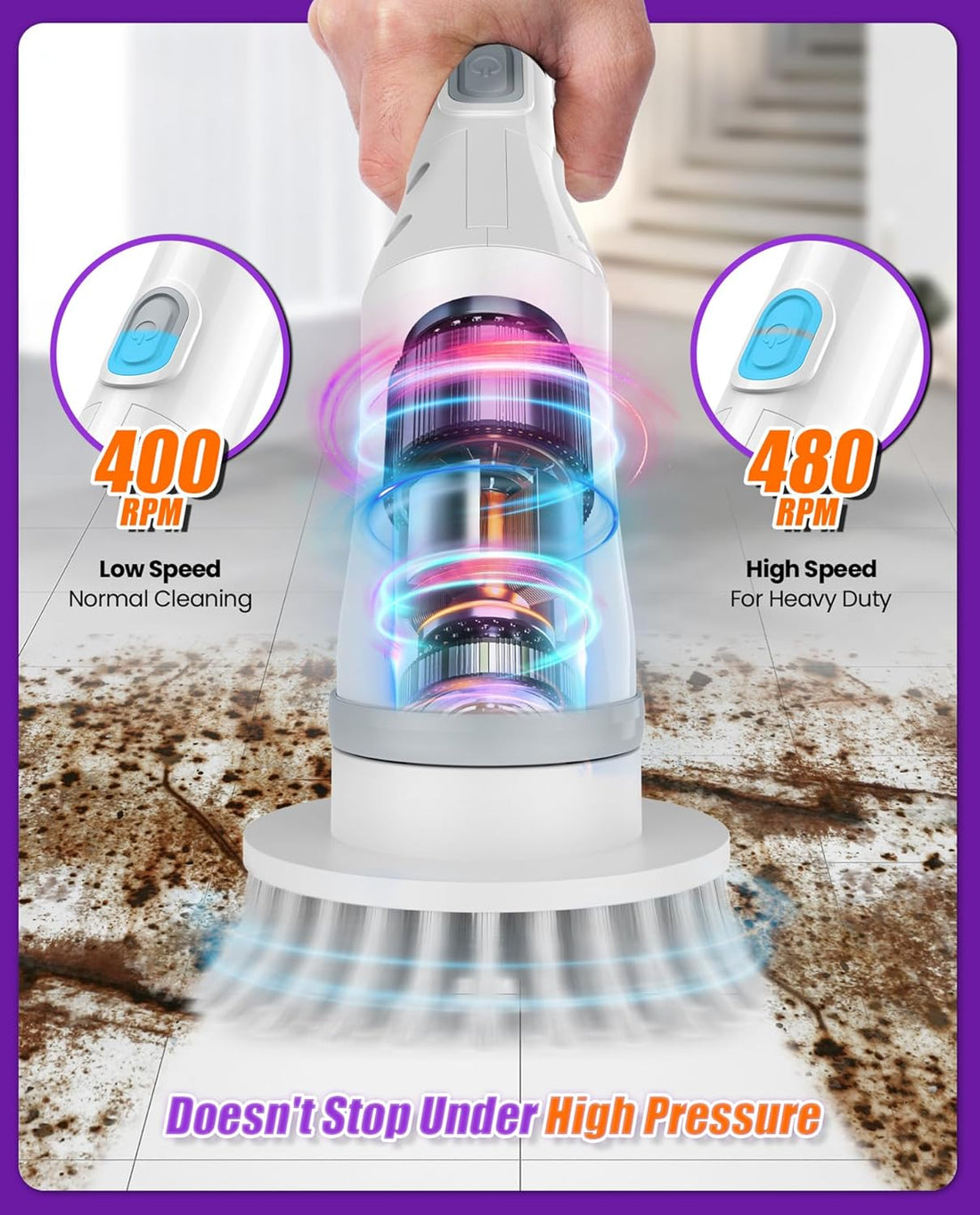 Electric Spin Scrubber with 6 Brush Heads,White